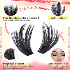 FanXiton Volume Lash Clusters 22mm for balanced lash drama.