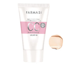 Swatch of Farmasi CC Cream 9-in-1 on skin showing medium to full coverage