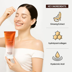 FARMSTAY Ginseng Collagen Wrapping Mask applying evenly on the face