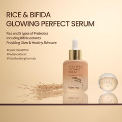 FarmStay glowing serum drops showing quick absorption for hydration.