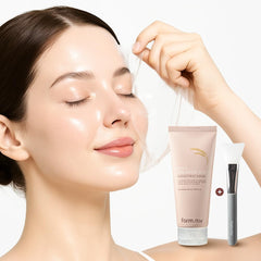 FARMSTAY Rice & Hyaluronic Mask jar for radiant skin prep.