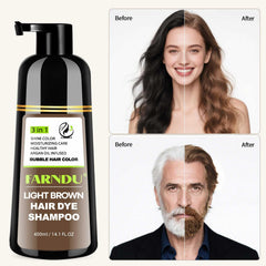 Farndu shampoo close-up ingredients highlighting plant-based formula for color