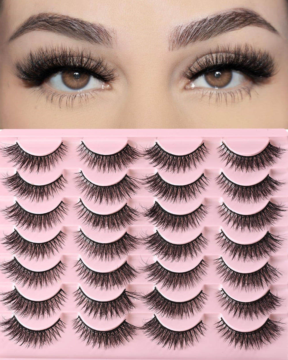 Farred cat eye lashes short natural 1: lightweight flexible band for daily wear.