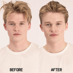 Fatboy Honey Putty applied to dry hair for natural texture and shape.