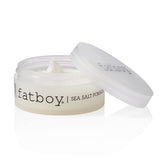Fatboy Sea Salt Pomade packaging highlights recyclable materials for eco-friendly styling.