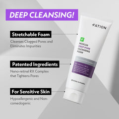 Fation Nosca9 stretchable foam close-up showing thorough cleansing for pores.