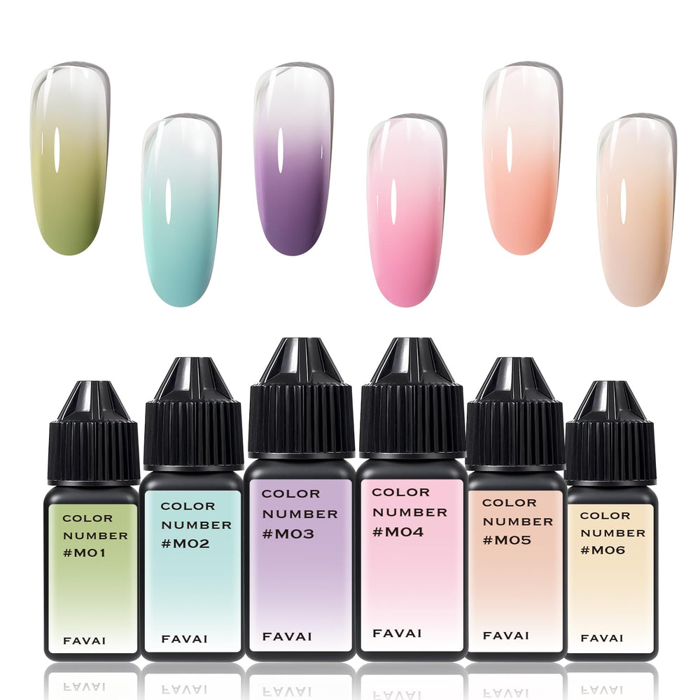 FAVAI Macaron Collection six colorful bottles for airbrush gradient nails