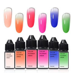 FAVAI Sugar Collection 6 colors bottle shot showing vibrant gel colors for nail art.