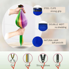 FAYDERS 22-inch rainbow extensions blend naturally for everyday wear.