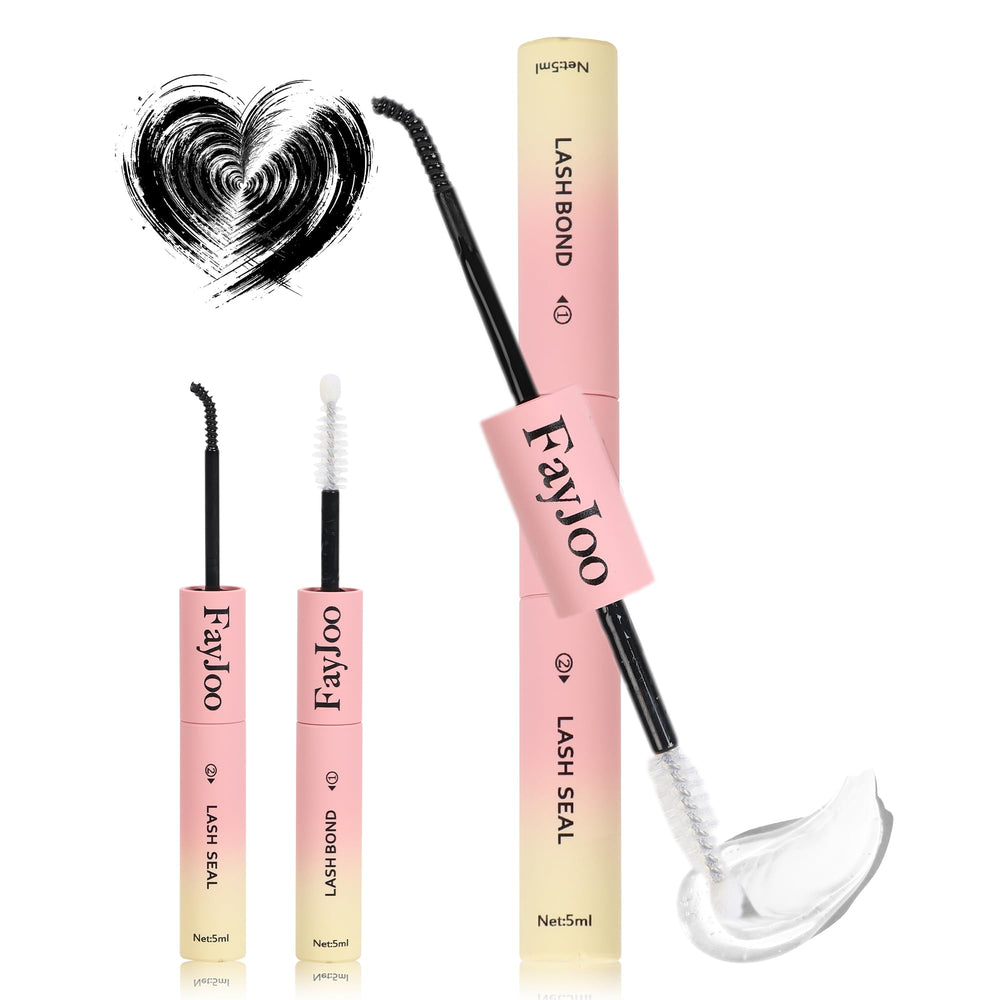 FayJoo eyelash adhesive bottle close-up showing long-lasting hold