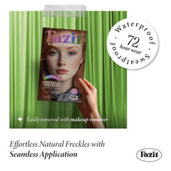 Fazit makeup patches close-up reveals tiny glitter dots for festive detail.