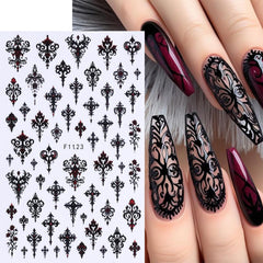 FBABFBUO 3D gothic skulls and bats design for bold Halloween nails