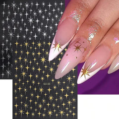 FBABFBUO 3D star nail decals pack adds depth and shimmer to tips