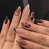 FBABFBUO almond press-on nails short with glossy finish for salon-like look