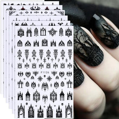 FBABFBUO Halloween nail stickers six-sheet set for easy DIY spooky nail art at home
