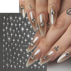 FBABFBUO laser silver gold nail stars create radiant holiday-ready accents