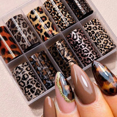 FBABFBUO leopard nail foil transfer for quick leopard designs on nails