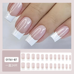 FBABFBUO Nude pink glossy tips offer a natural look with quick wearability.