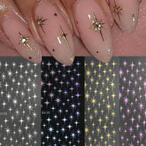FBABFBUO star nail stickers with gold and silver finish for elegant DIY manicures