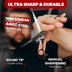 Fcoget thinning shears 31-tooth closeup for seamless layering and texture