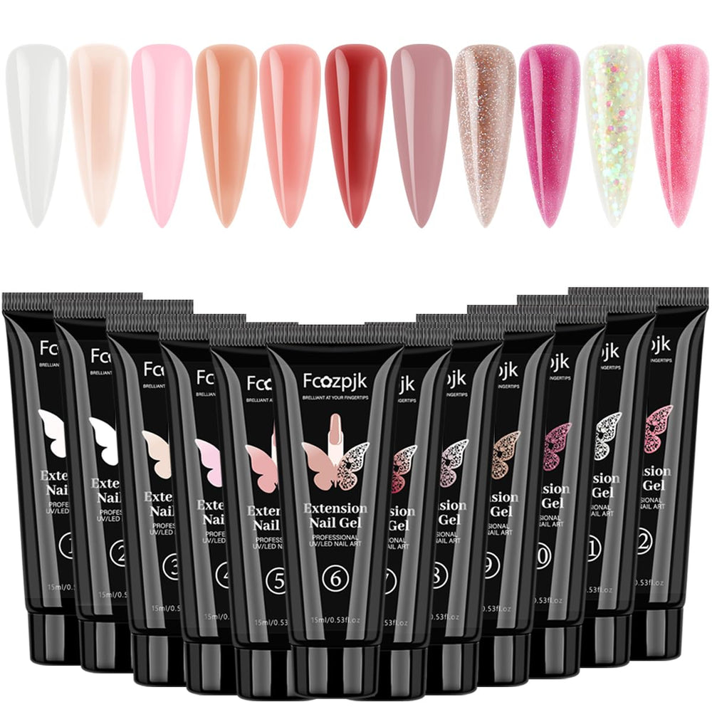 Fcozpjk 12-color poly gel kit with clear gel for versatile extensions