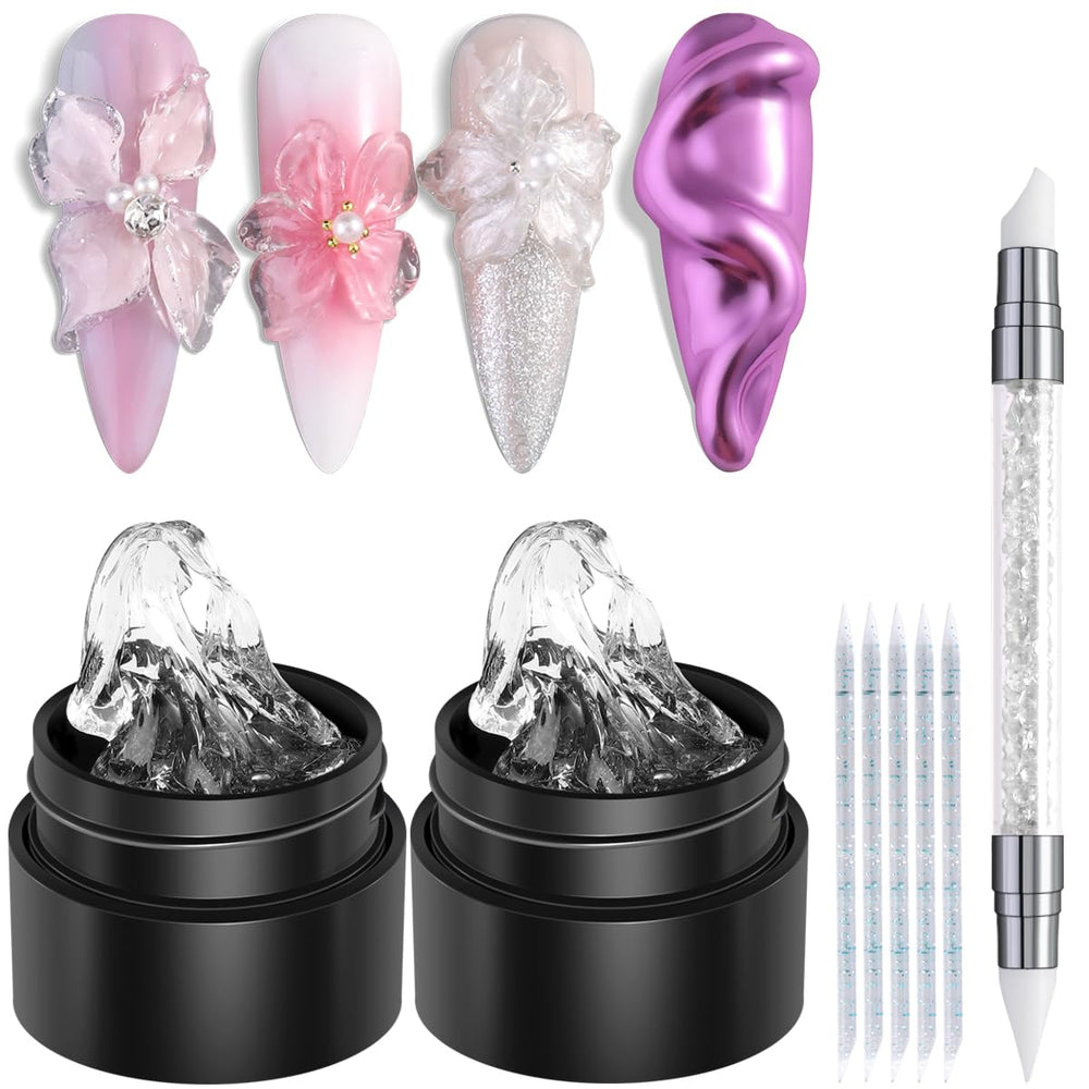 Fcozpjk clear 3D sculpting gel bottles for durable nail art designs.