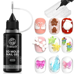 Fcozpjk 3D Sculpting Gel packaging shows a 15g clear formula for clean molds.
