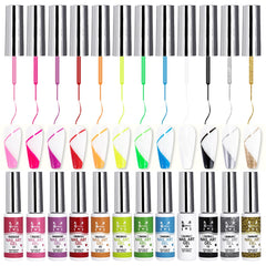 Fcozpjk Nail Art Liner Gel 12-Color Kit for creative nail designs.