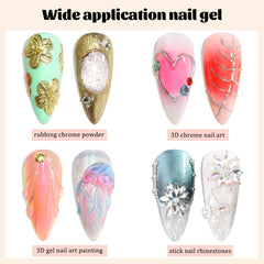 Fcozpjk no-wipe chrome nail gel leaves a clean surface for powder.