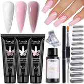 Fcozpjk Poly Gel Kit: white mauve pink extensions for at-home nails