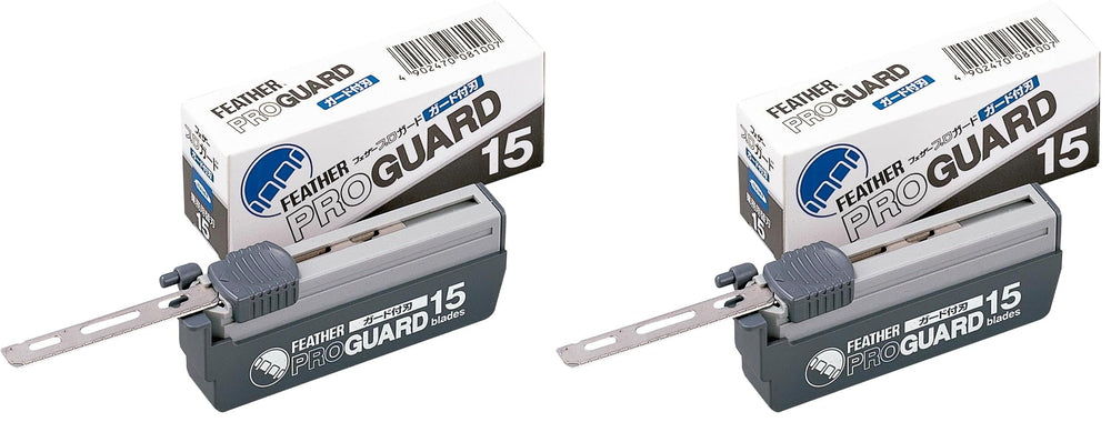 Feather Artist Club ProGuard blades front view shows precision for a safe, close shave.