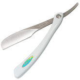 Feather DX folding razor front view, precise control