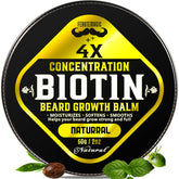 FEBOTE Biotin Beard Balm tin showing fuller-looking facial hair