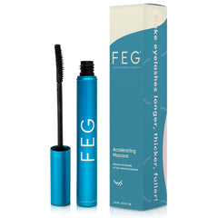 FEG Accelerating Mascara bottle and wand for smooth, precise application.