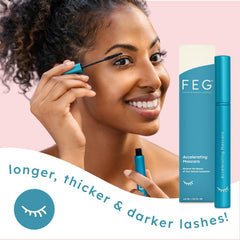 FEG mascara brush glide ensures easy, even coating on every lash.