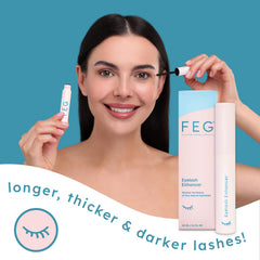 FEG Eyelash Enhancer applicator in action, designed for easy, controlled at-lid application.