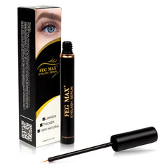 FEG Max Eyelash Serum bottle ready for application, suggesting longer-looking lashes.