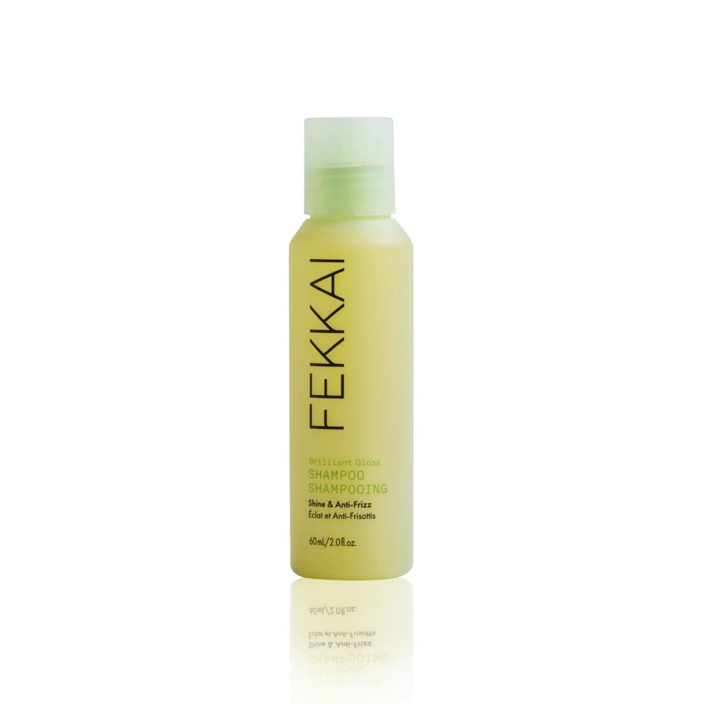 Fekkai Brilliant Gloss Shampoo bottle closeup showing sleek packaging and shine boost