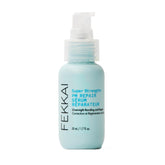 Fekkai Super Strength+ PM Repair Serum bottle pour for overnight hair strengthening.