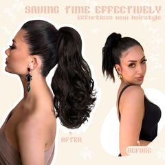 FELENDY clip-in pony tail extension ash blonde for quick transformation.