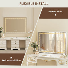 FENCHILIN vanity mirror includes Bluetooth speaker for tutorials and music.