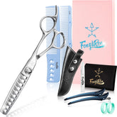Fengliren thinning scissors blade close-up, ultra-sharp edge for precise thinning.