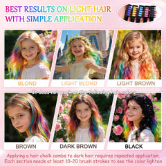 Festive Hair Chalk Combs dark blue tint for bold accents on blonde locks.
