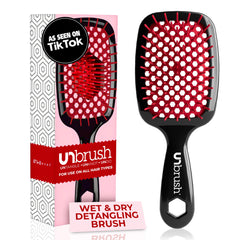 FHI Heat UNbrush Red pack shot showing compact, travel-friendly design.