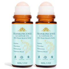 Fibosara roll-on bottle with rose quartz for nourishing skin and calm daily rituals.