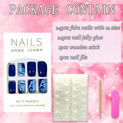 FIEONCIY acrylic blue nails offer flexible wear and comfort