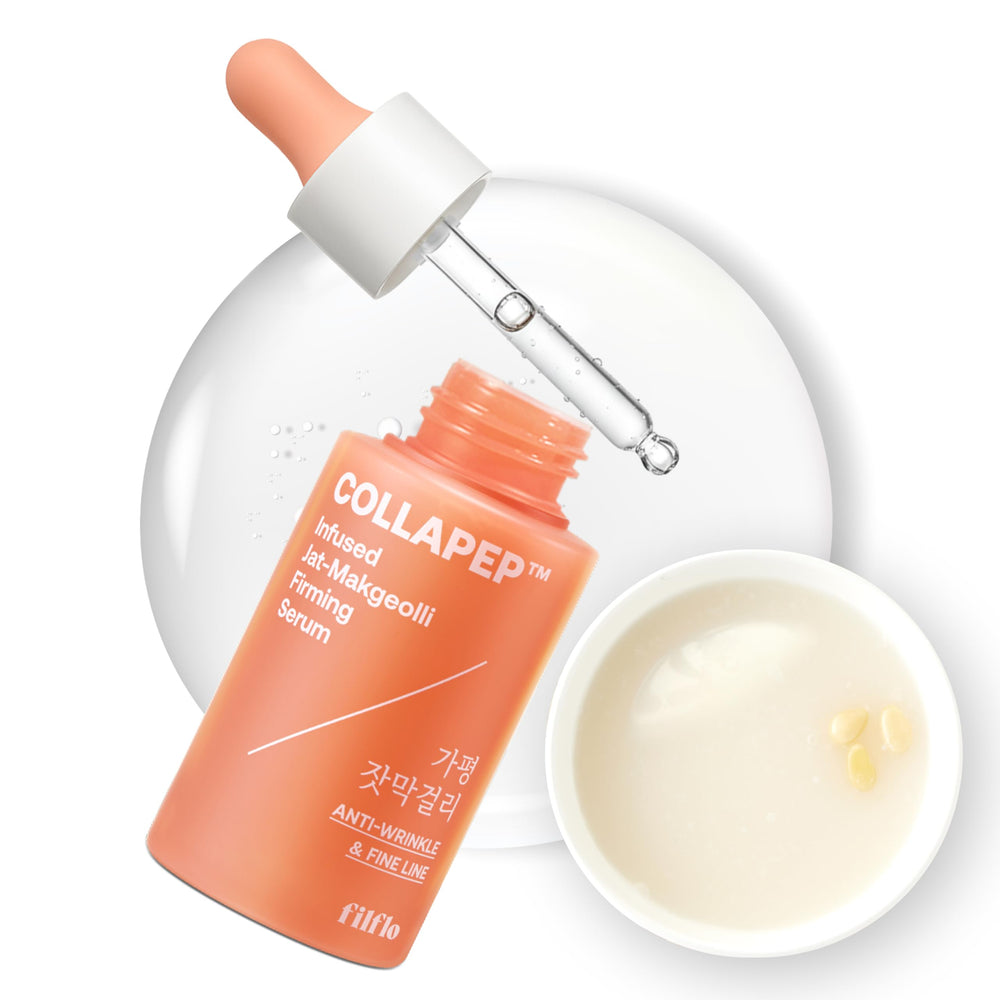 FILFLO Collapep serum bottle showcasing elegant fermentation by tradition for hydrated, firmer skin