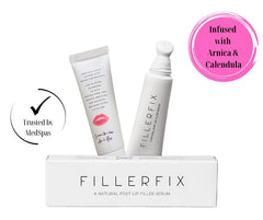 FillerFix arnica calendula blend highlights botanical comfort for lips.