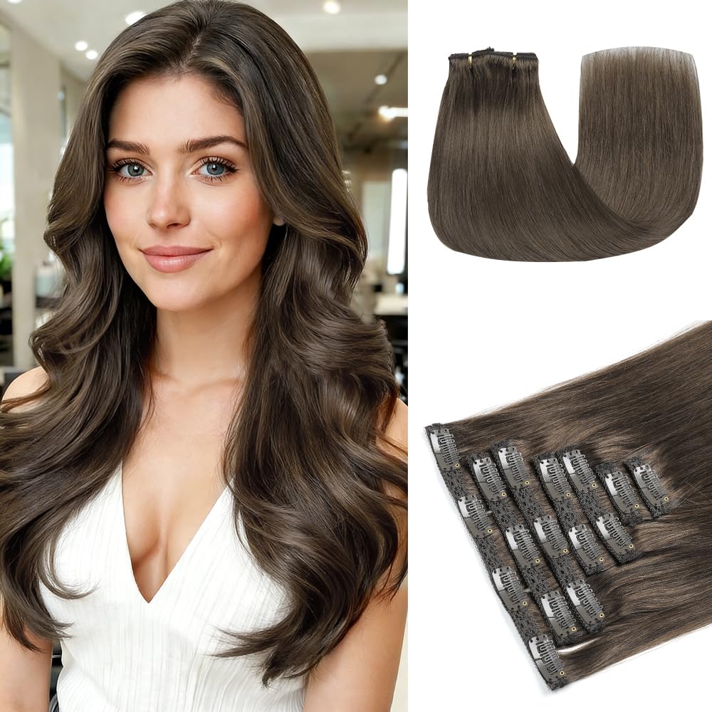 FINATA clip-in extensions in 20-inch Remy hair for seamless blending