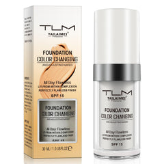 Find Back flawless color-changing foundation with pump bottle for seamless color match all day.